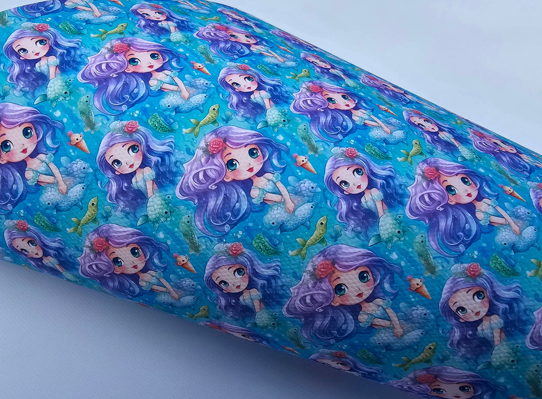 Under the sea Purple Mermaid printed fabric