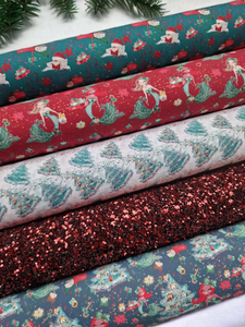 Mermaid Christmas Bundle Bow Fabric (Approx A4)