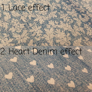 Patterned Denim effect printed fabric (2 to choose from)