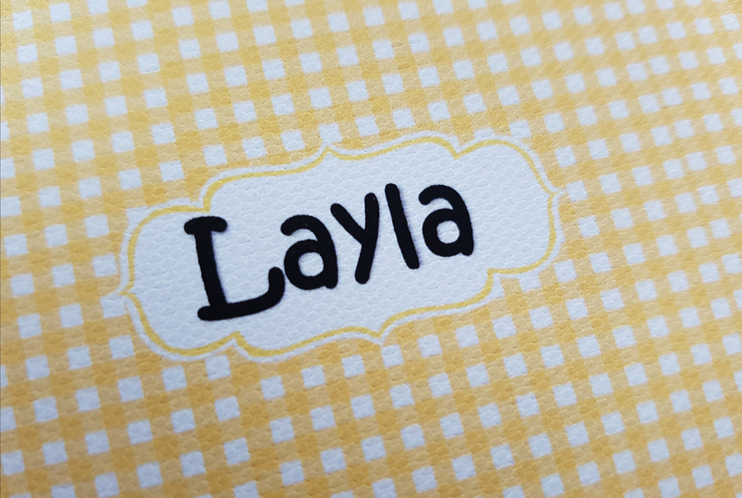 6 Gingham names (you choose the colour and 6 names per sheet)