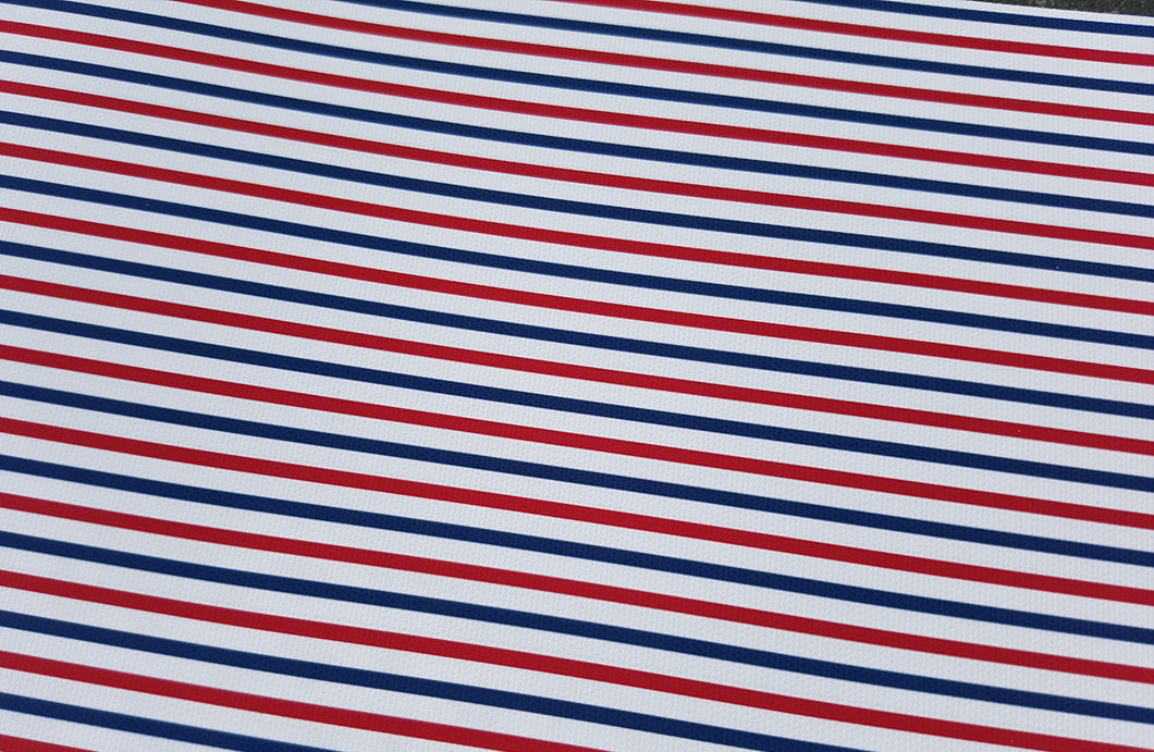 Nautical Blue, White, Red Stripe printed
