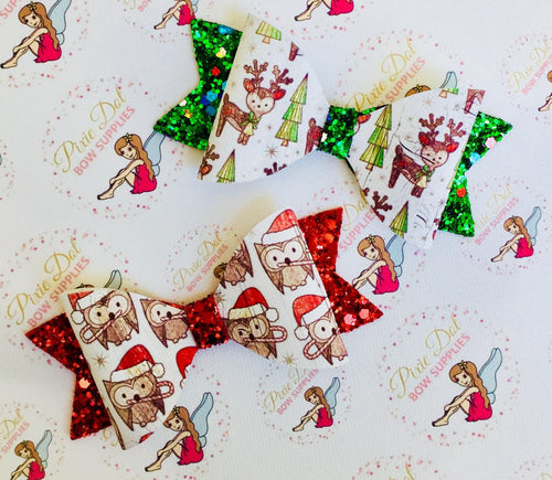 Wooden Christmas Effect Owl/Reindeer Fabric