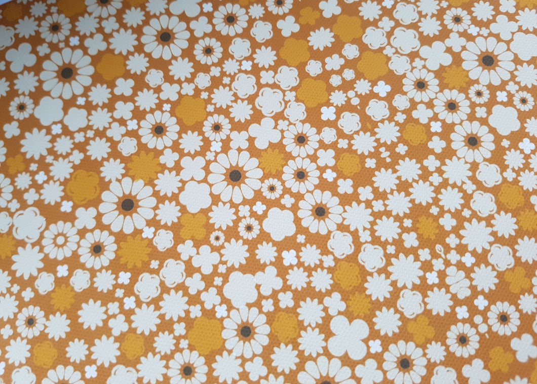 Mustard printed flower Fabric