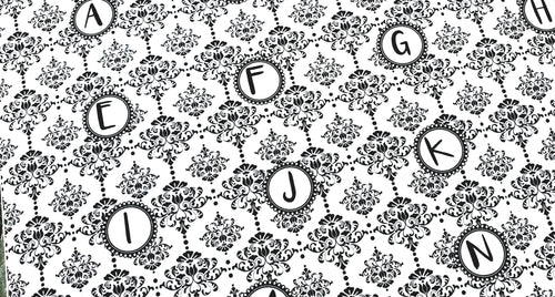 Damask alphabet fabric