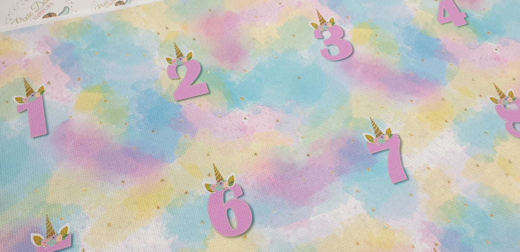 Pastel Unicorn Birthday numbers 1 - 8