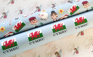 Welsh CYMRU printed fabric (2 to choose from)