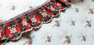 Broderie Anglaise Frilled Tartan Red 45mm