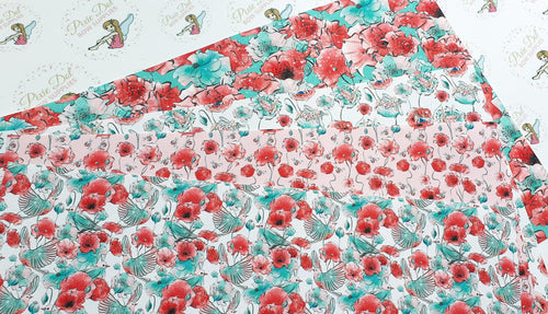 Poppy Printed Bow Fabric (4 to choose from)