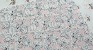 Pink Floral Alphabet Fabric
