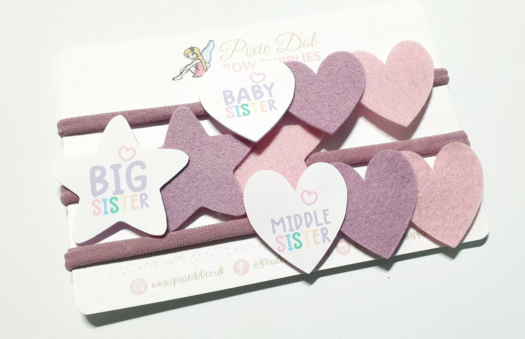 Big Sister, Middle Sister, Baby Sister A4 Bow Fabric