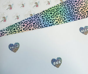 Rainbow Leopard Heart Custom Fabric