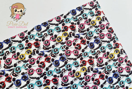 Panda glasses Printed Bow Fabric