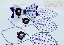 School Days of the week plus 1 x Personalised School Bow Loops