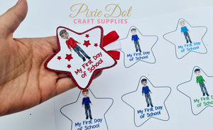 Boys First Day of School Star Badge Print