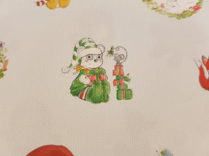 Woodland Christmas Printed Bow Fabric - Approx A4