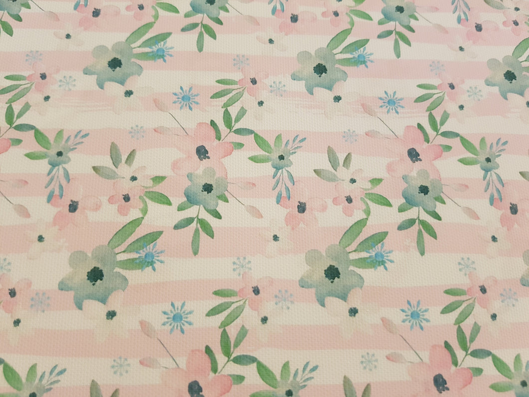 Watercolour Pink and blue printed bow fabric