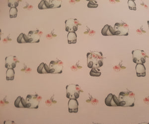 Panda Flower Printed Bow Fabric