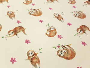 Watercolour Sloth Printed Fabric