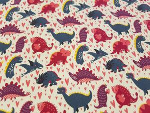 Dinosaur heart printed fabric