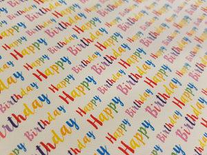 Rainbow Happy Birthday sheet (2 to choose from - Standard Rainbow or Pastel Rainbow)