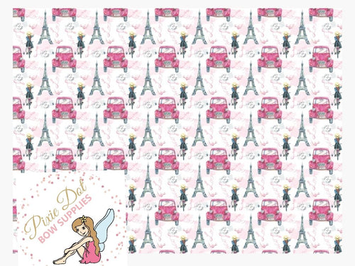 Eiffel Tower Bike Girl A4 Fabric