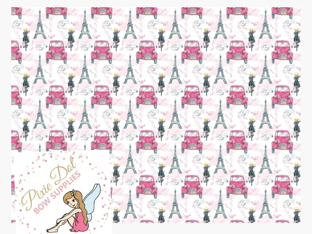 Eiffel Tower Bike Girl A4 Fabric