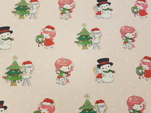 Christmas Unicorn Printed Fabric - Approx A4