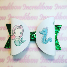 Mermaid and Seahorse Printed Bow Fabric - Approx A4