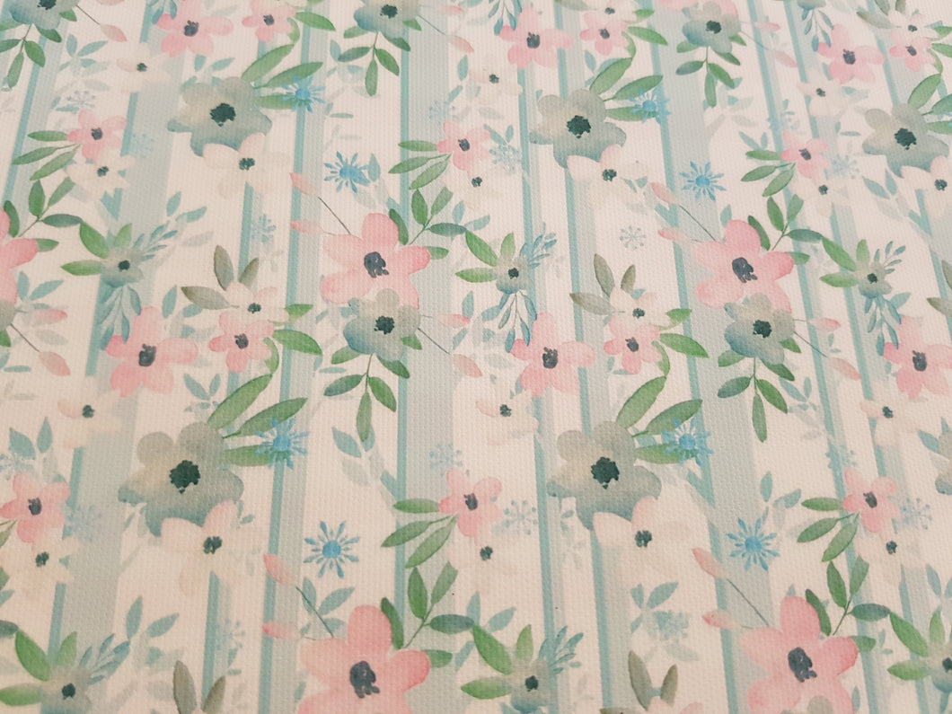 Watercolour Blue and pink flower Printed Bow Fabric