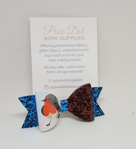 Robin Christmas Bow Fabric