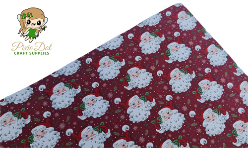 Deep Red Vintage Santa Print (109)