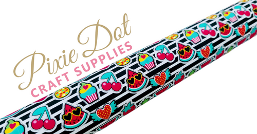 Fruit and stripes printed fabric