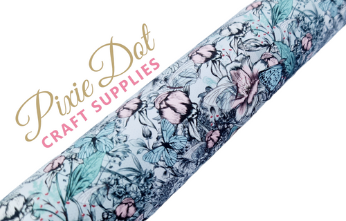 Pink and Blue Doodle Buttetfly fabric