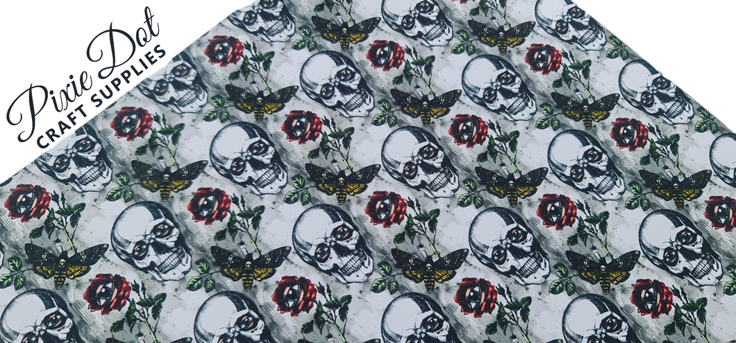 Skull and Moth Printed Fabric