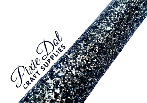 Luxury Black and Silver Chunky Glitter Fabric