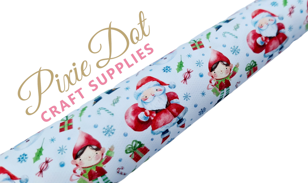 Santa, elf and snowman Christmas fabric