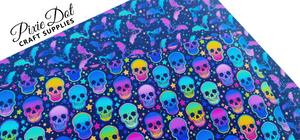 Neon Skull and Bat Style Printed Fabrics