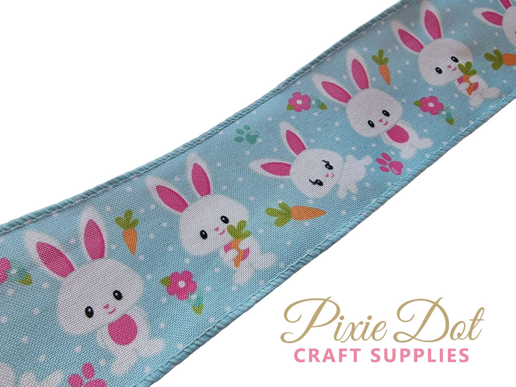 Easter Bunny  Wired Edge Ribbon 63mm (per meter)