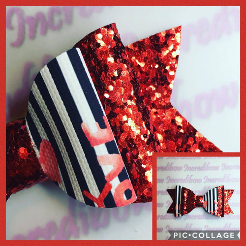 I Love You Stripe Bow Fabric - Approx A4