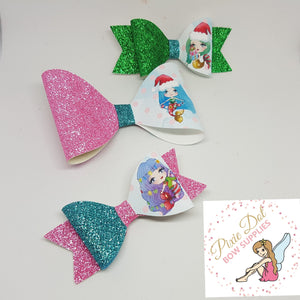 Mermaid Christmas Printed Bow Fabric (Approx A4)