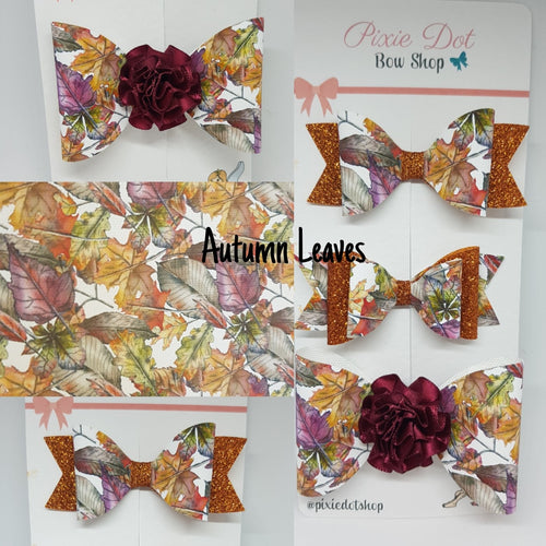 Autumn Leaves Bow Fabric (Appox A4)