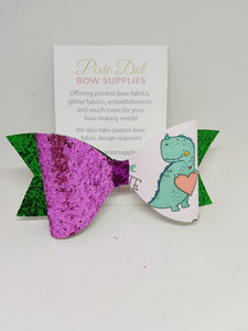 Large Dino-Mite Printed Bow Fabric - Approx A4