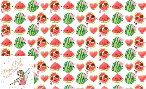 Watermelon A4 Printed Bow Fabric 