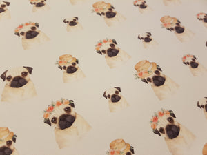 Pug Printed Fabric