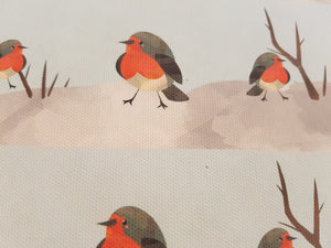 Robin Christmas Bow Fabric