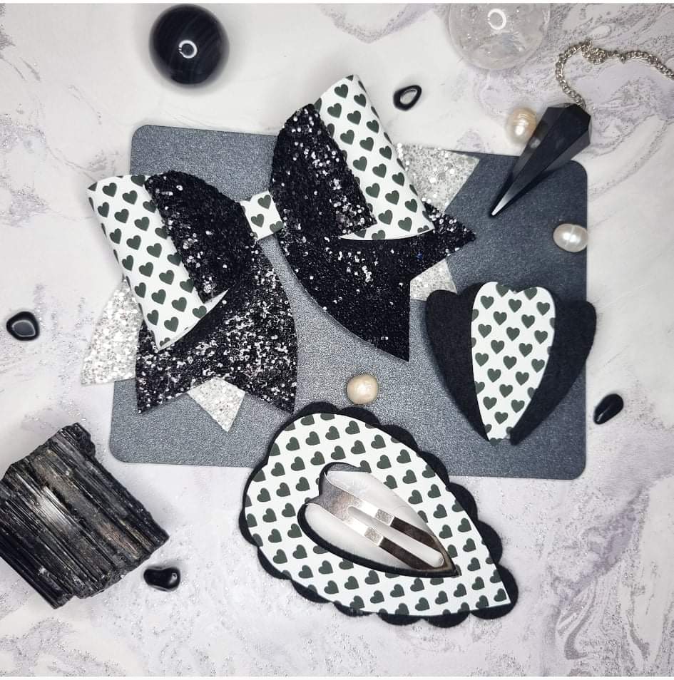 Monochrome Mini Hearts Printed Fabric