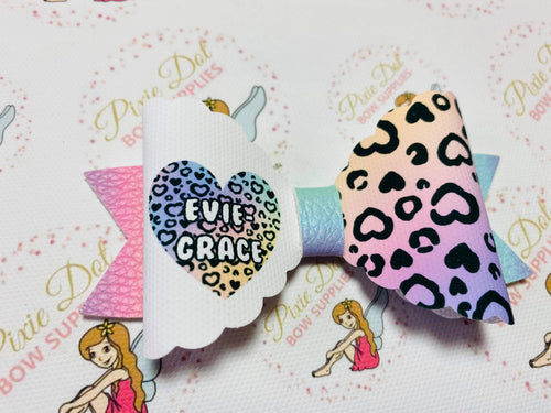 Rainbow Leopard Heart Custom Fabric